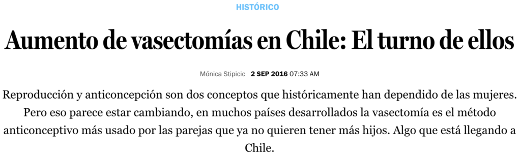 Aumento de vasectomías en Chile