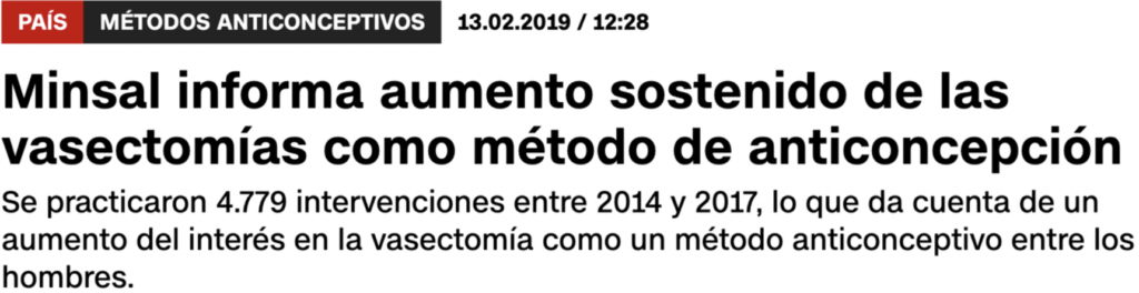 Minsal informa aumento sostenido de las vasectomías como método de anticoncepción